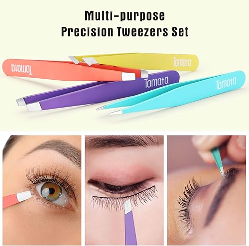 Miniatura 3 de Tweezers for Eyebrows, Slant Tip and Pointed Eyebrow Tweezer Set Great Precision for Eyebrows Facial Hair, Ingrown Hair, Splinter, Blackhead and