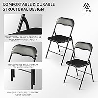 Vista 4 de Elevon Paquete de 2 sillas plegables, sillas acolchadas de vinilo con marco de metal resistente para el hogar y la oficina, para eventos