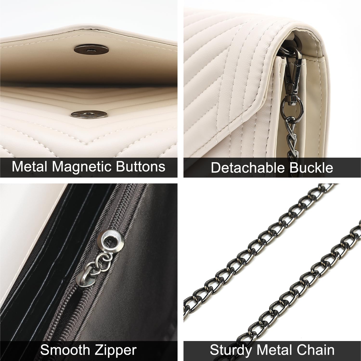 Small Leather Crossbody Bag for Women Clutch Purse Cross Body Purse Shoulder Bags with Chain Strap Quilted Purses - Image 5