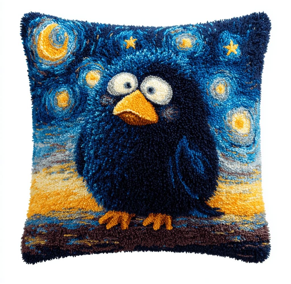 Kitquiver Beginner Latch Hook Cushion Kit,Bird Decor Pillow Cover 43X43Cm
