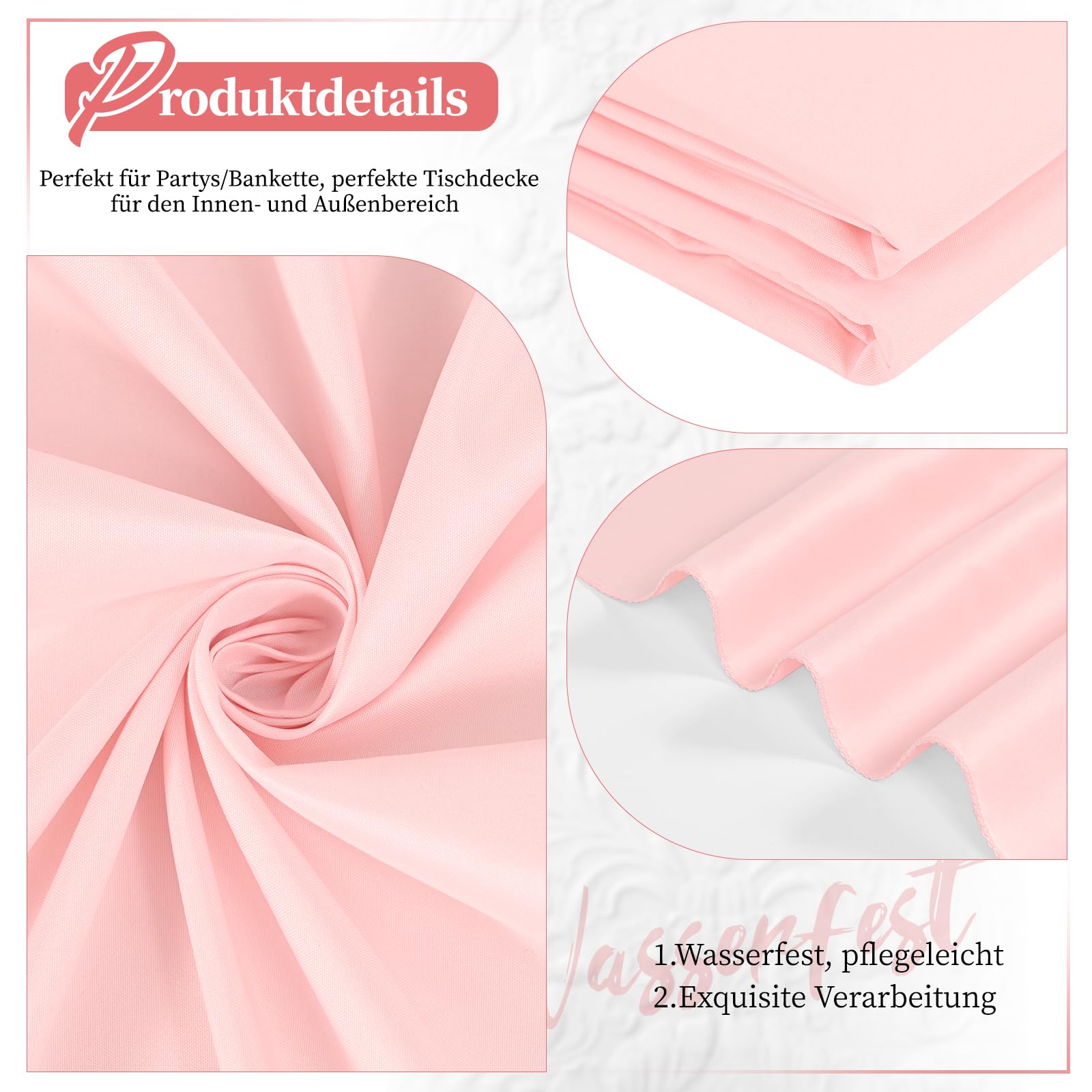6 Stück Rosa Biertisch Tischdecke universal für 50cm u.70cm Biertische Hussen für Biertisch, Blickdichte Polyester Biertischhussen Biertisch-Husse Rechteckige Tischdecken Waschbar-250x100cm