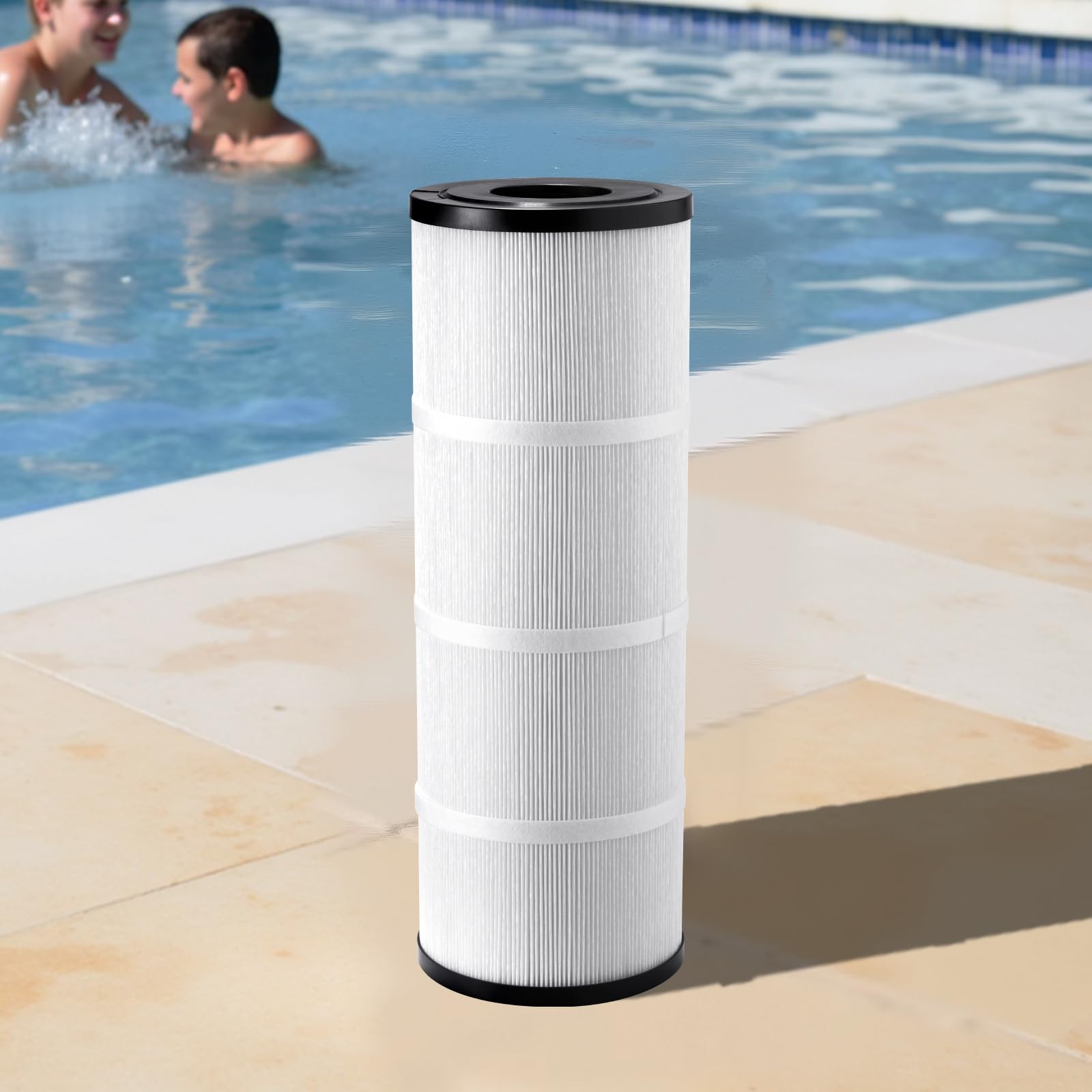 VEVOR Cartouche de Filtre de Piscine Lot de 4 x 7,4 m², Cartouche Filtrante de Rechange de Spa Compatible avec CCP320, Pleatco PCC80-PAK4, Plissée Trilobée, pour Filtration de Piscines, Spas