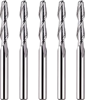SpeTool 5PCS 1/8 Inch Shank Upcut Spiral Router Bit Set with 1/8" Cutting Diameter, 3/4 Inch Cutting Length 1-1/2 Inch OVL, Solid Carbide CNC Wood Router Bits