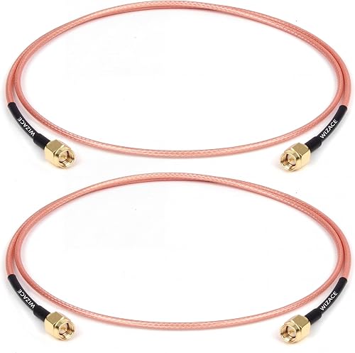WIZACE 2ft SMA Male to SMA Male Coaxial Cable 2PCS, RG316 Flexible SMA Extension Antenna Cable for WiFi Antenna, Router, SDR, FPV, GPS, Test Equipment