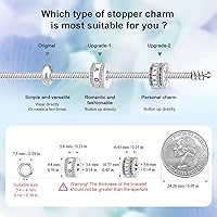 Vista 2 de DALARAN Cuentas de tapón para pulseras de plata de ley 925 con clip espaciador para pulsera