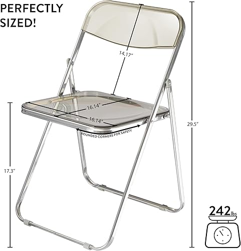 Miniatura 3 de Urban Lifestyle Silla plegable moderna de acrílico transparente con marco cromado, negro