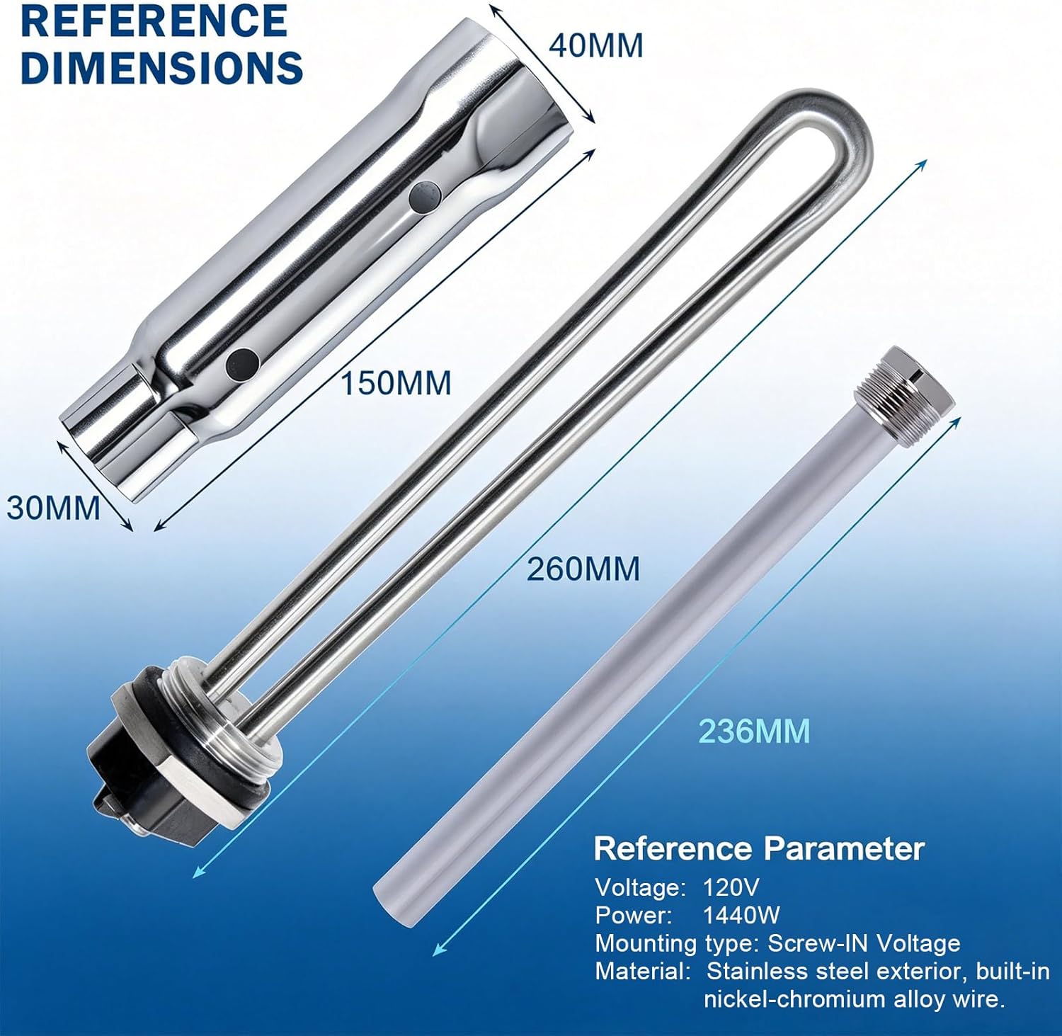 RV Water Heater Elements Kit Compatible with Suburban Sw Series Electric Water Heater,Rv WateHeater Anode*1,520900 Rv Water Heater Element*1,1-1/2" & 1-1/16" Wrench Sockets*1