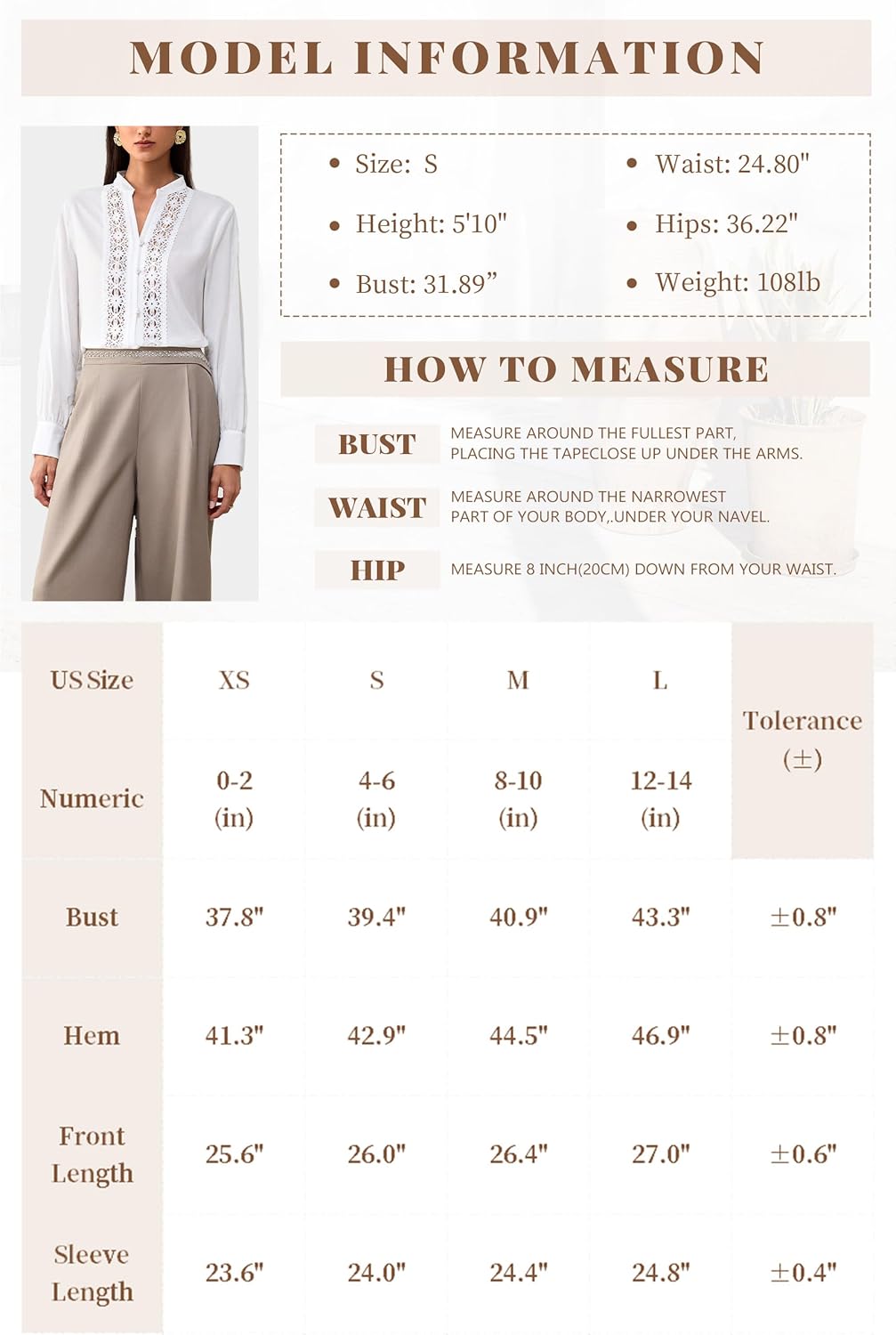 Women's Hollow Lace V-Neck Button Blouse - Long Sleeve Linen Business Casual Top - Image 7