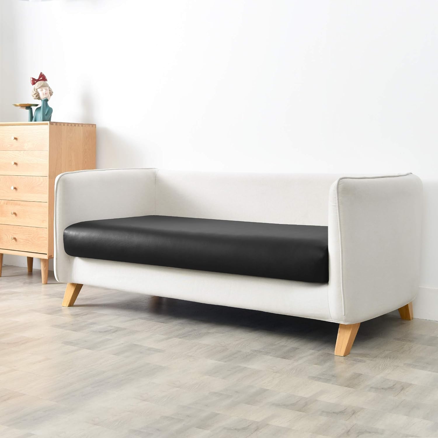 Yates Home PU Leather Couch Sofa Cushion Slipcover Water-Proof Elastic Chair RV Seat Covers Loveseat Sofa Furniture Protector Slip Cover for Settee Seater Replacement in Living Room（Loveseat, Black）