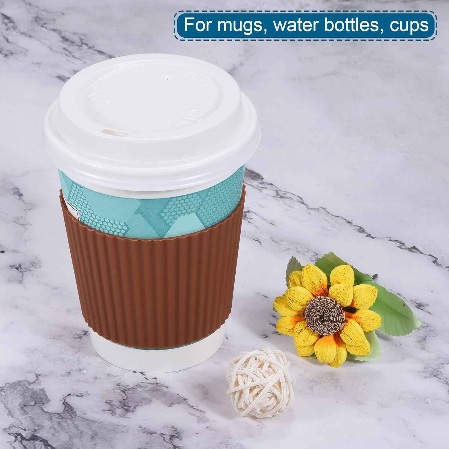 MECCANIXITY Mug Sleeves, Heat Resistant Protective Anti-Slip Cup Silicone Covers Water Bottle Boots