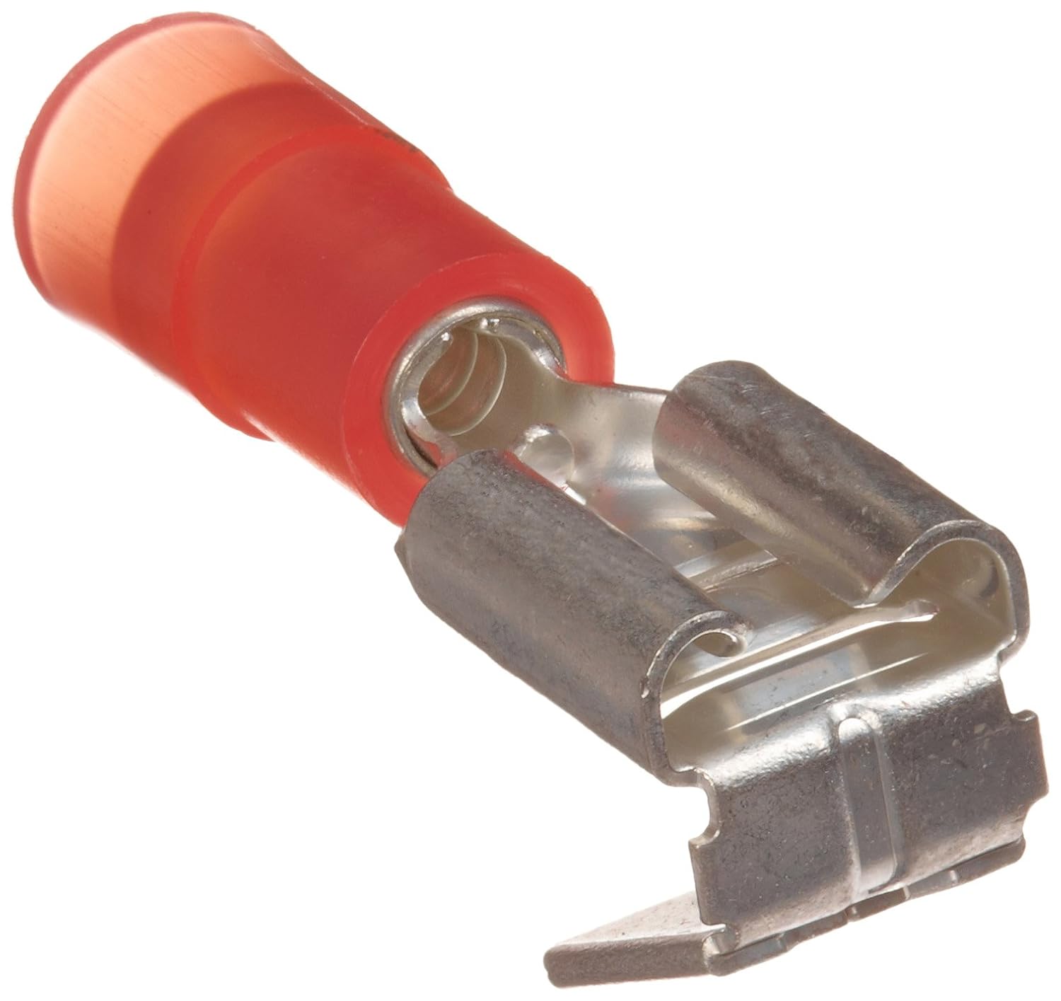 Morris Products 12022 Piggy Back Disconnect, Double Crimp, Nylon Insulated, Red, 22-16 Wire Size, 0.032"X0.250" NEMA Tab (Pack of 100)