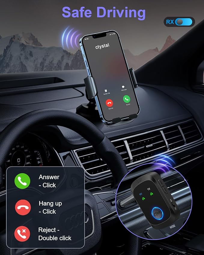 Adaptador Bluetooth 5.4 Transmisor Receptor 2 en 1 Audio Inalámbrico miniatura 3