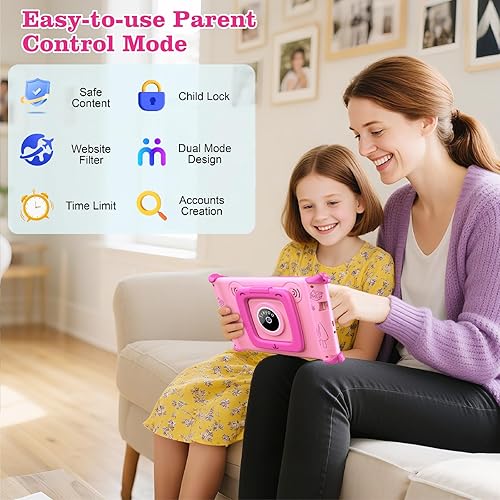 Miniatura 4 de Trayoo Tableta infantil de 7 pulgadas para niños con ROM de 32 GB, funda a prueba de golpes, aplicaciones educativas preinstaladas, control