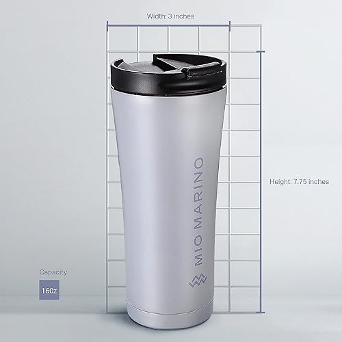 Miniatura 4 de Mio Marino - Taza de café de viaje, vaso aislado de acero inoxidable, 16 onzas, sin BPA