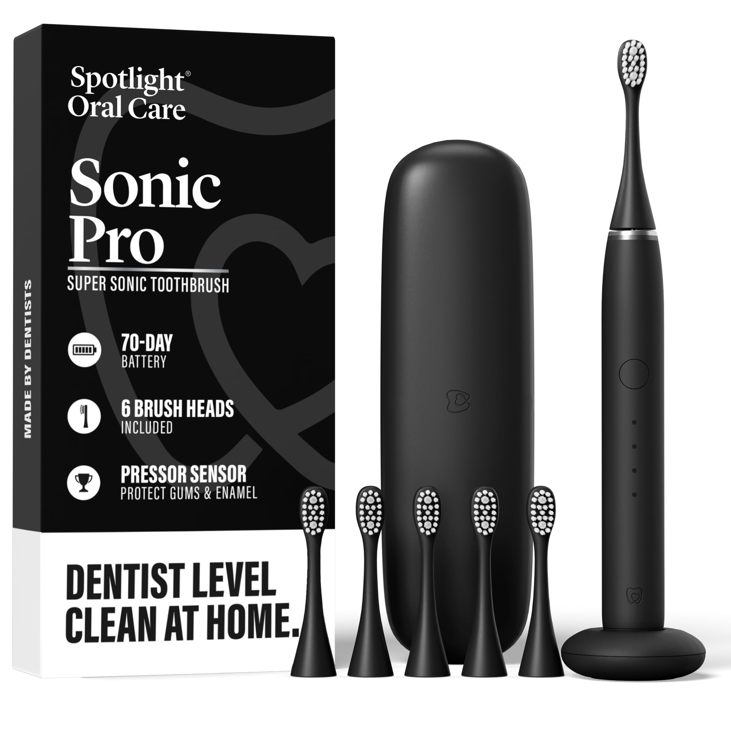 Spotlight Oral Care - Pure White Sonic Pro Electric Toothbrush - Daily Oral Hygiene - Advanced Sonic Technology for Effective Plaque Removal - Gentle on Gums, Customizable Modes, Long-lasting Battery