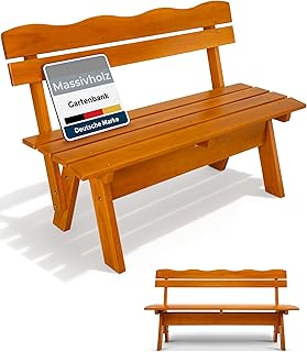 Beautissu Gartenbank Wetterfest Holz 3 Sitzer 150 cm breit – Garten Holzbank Outdoor Strapazierfähiges Robustes & Lackiertes Massivholz Bank für Balkon Terrasse Wintergarten Innenhof Parkbank – RD