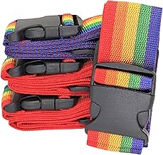 4x MIDHILL Heavy Duty Luggage Straps for Suitcases Packing Belts Travel Accessories Adjustable Bag Strap (Rainbow)