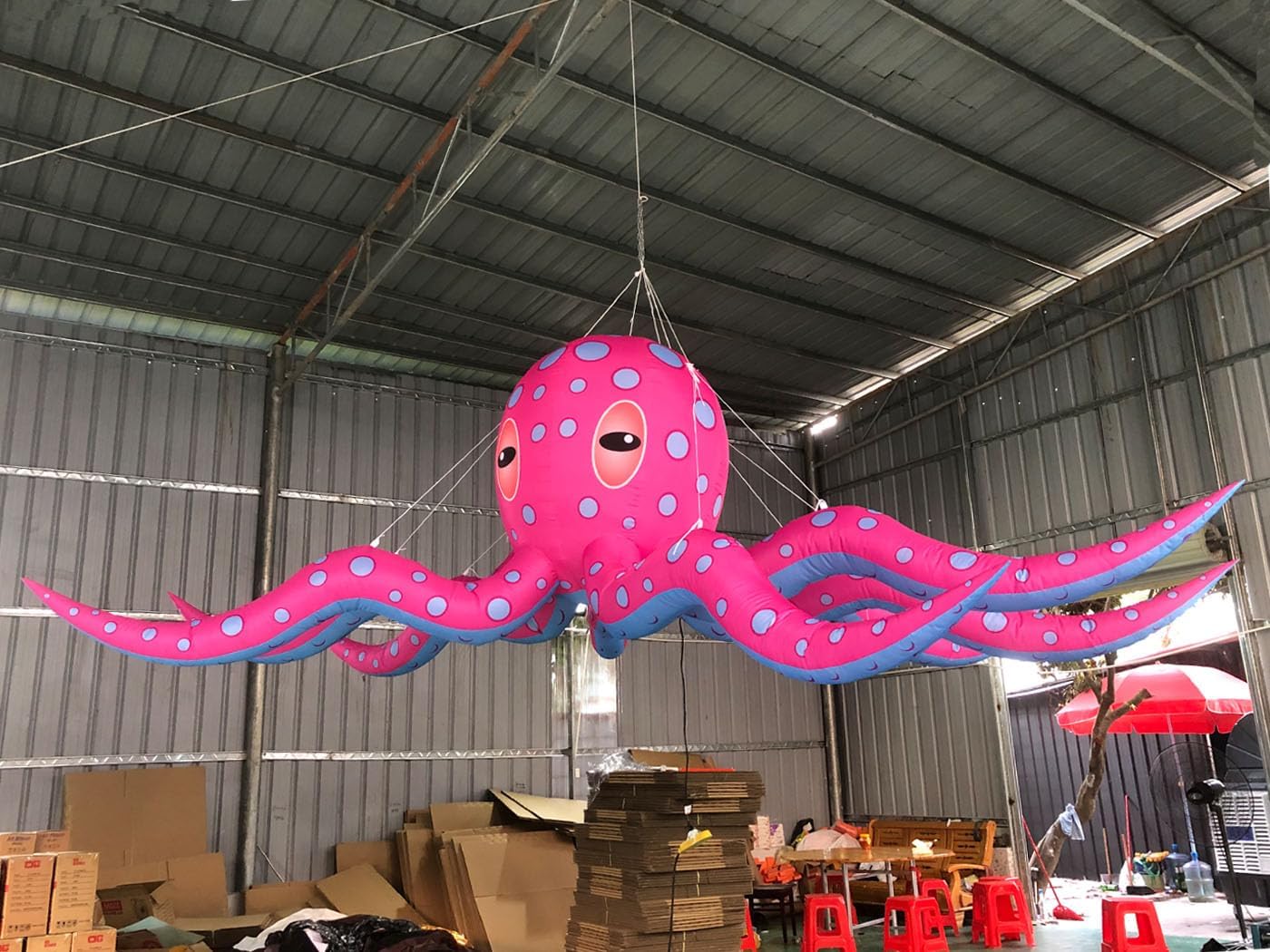 Giant Inflatable Octopus with Led Lights Hanging Ocean Sea Animal for Party Decoration 16.5ft Diax4.5ft High