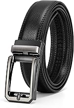 VONMELLI Men's Ratchet Belt, Automatic Leather Belt, Adjustable without Holes, Width 30 mm, Suitable for Casual and Work Wear, Customized Size, Gift Idea