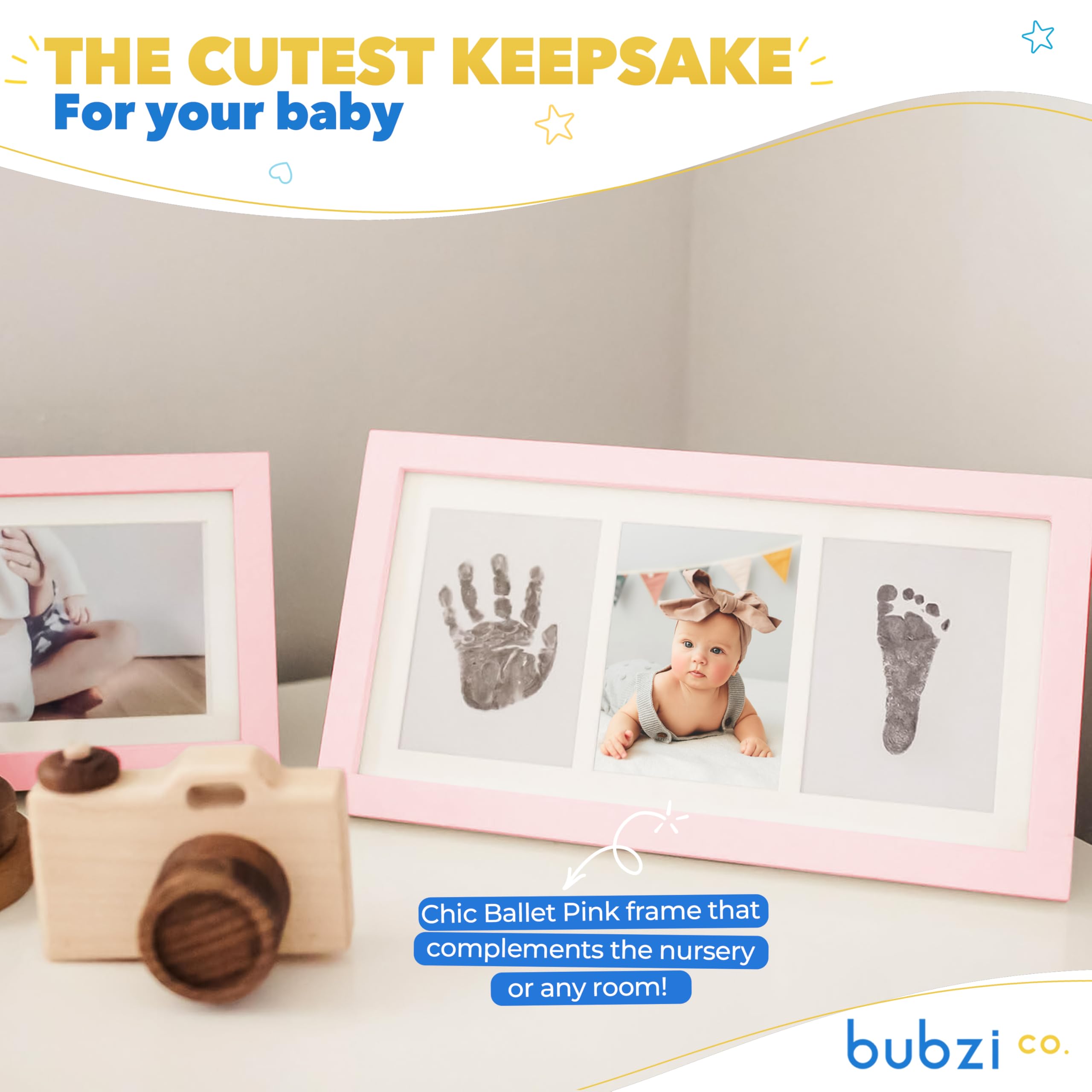Bubzi Co Bellissimo kit per impronte di mani e cornici per foto per neonati e ragazzi (Ballet Pink)