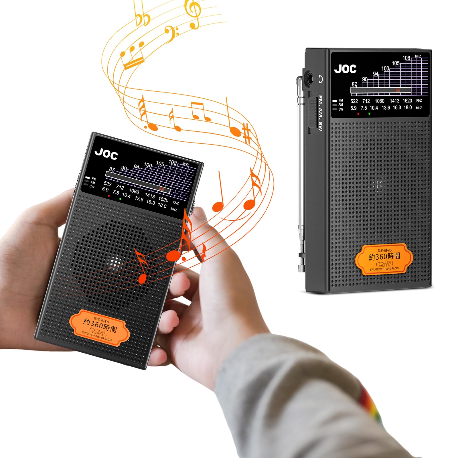 Mini Radio portátil con mosquetón y Antena retráctil para Viajes, Senderismo y emergencias, Radio Am/FM/SW