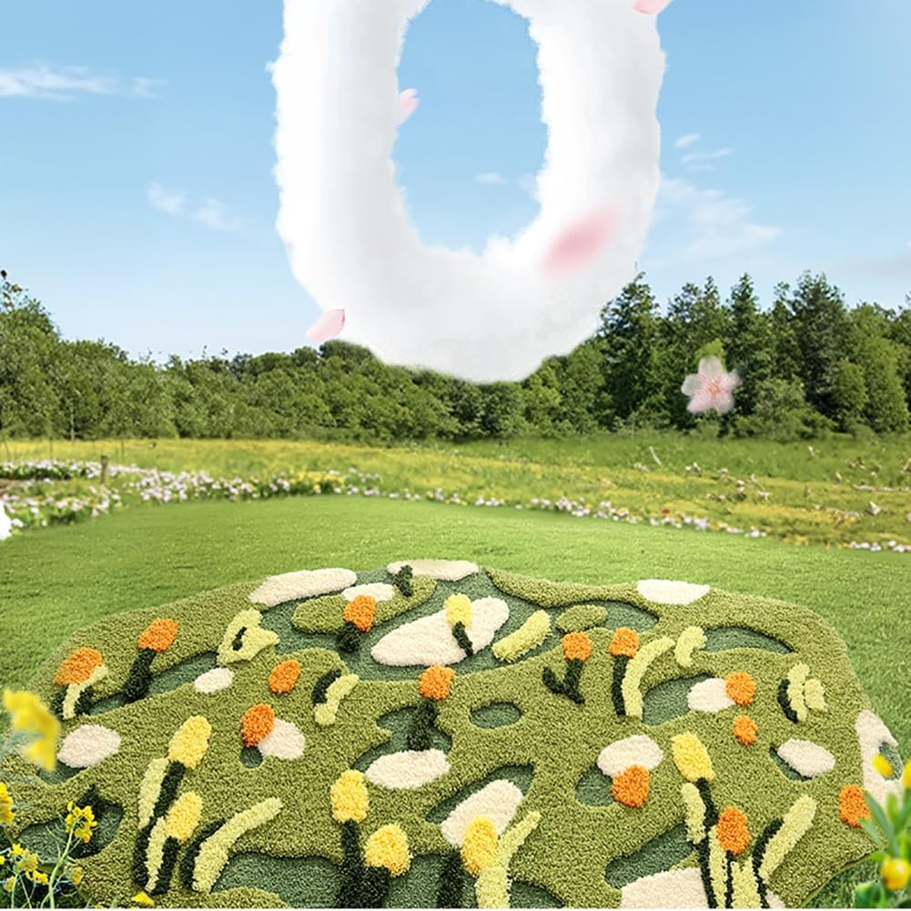 Green Moss Rugs Cute Moss Bath Mats Fluffy Grass Carpet Non Slip Washable Aabsorbent Floor Carpet for Living Room Shower Mat Door Mat Indoor