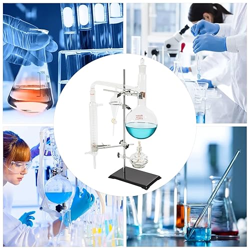 Miniatura 6 de TBVECHI Kits de evaporador, aparato de destilación de aceite esencial de laboratorio de 33.8fl oz, kit de purificador de cristalería con embudo