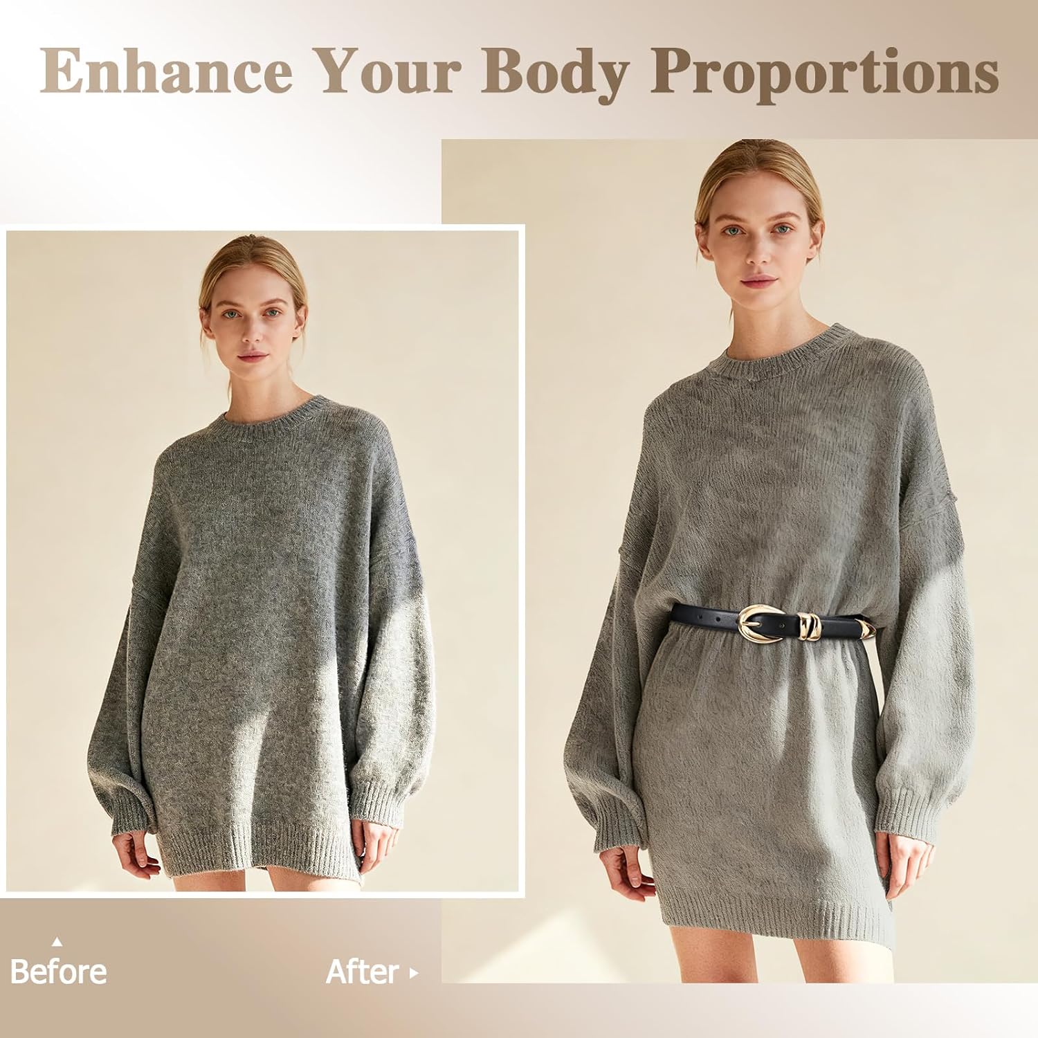 AI DEEBLUE Fashion Waist Belt with Gold Buckle Women's Belts for Jeans Stylish Leather Belts for Women - Image 5