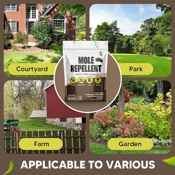 Mole Repellent for Lawns, Groundhog Repellent Outdoor, Armadillo Repellent, Mole Deterrent for Yard, Vole Repellent Outdoor, Gopher Repellent, Safe for Family & Pets, 8 Packs
