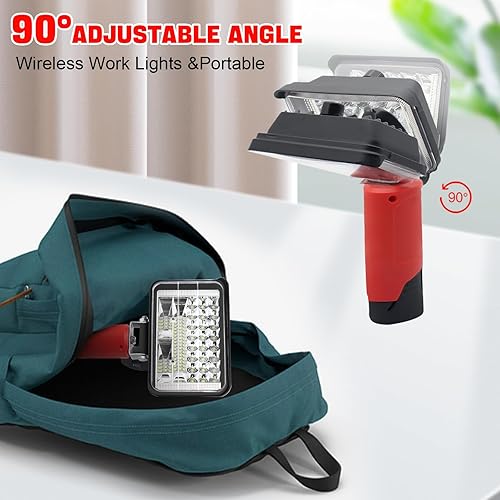 Miniatura 4 de TXAGYAZ Luz compatible con batería Milwaukee M12, 32W 5000LM batería inalámbrica luz de trabajo, luz de inundación LED, 2 modos de linterna