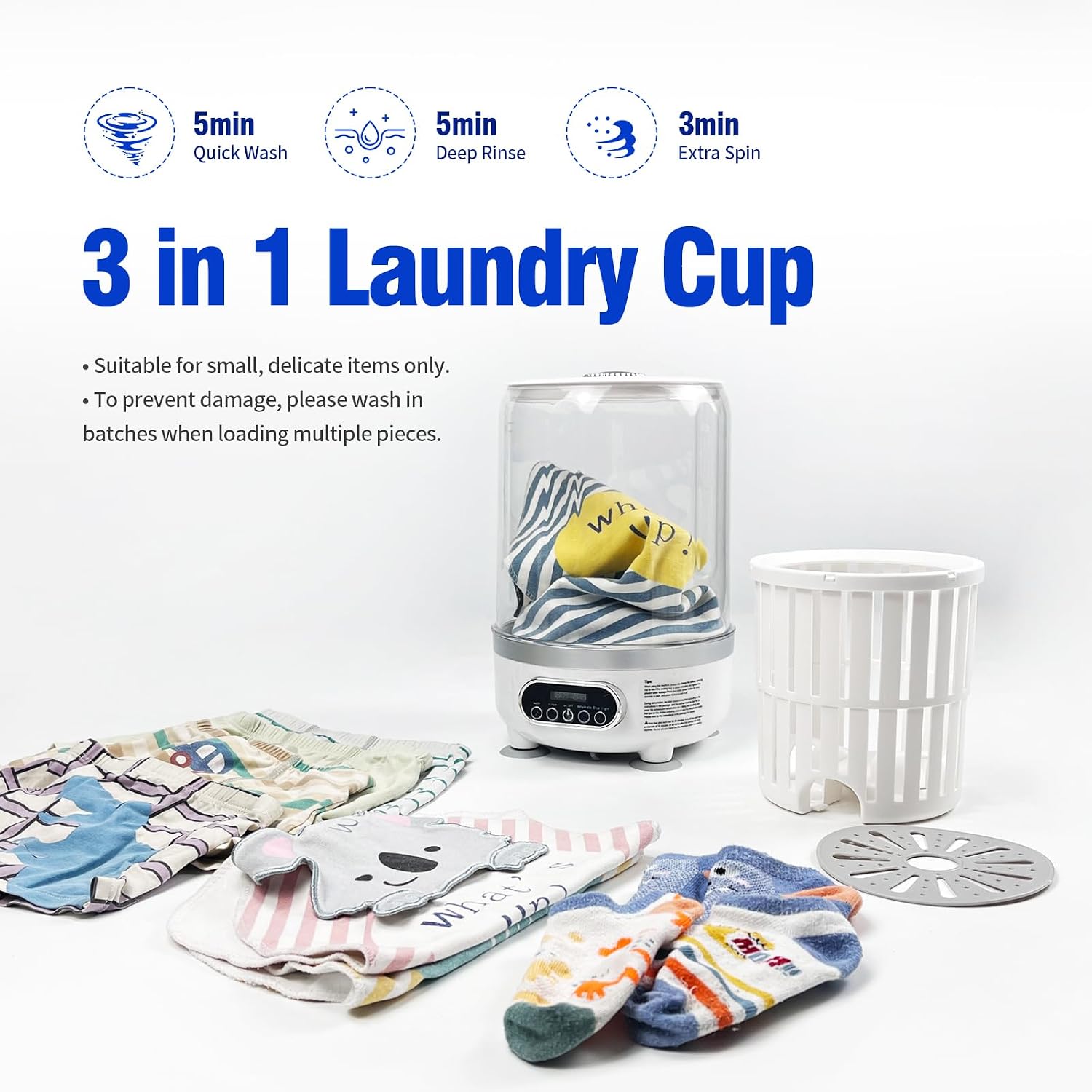 Portable Mini Washing Machine | Compact Deep Cleans Underwear 3L
