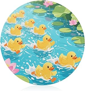 Cutting Board Ducks Competing in Swimming Printed Cheese Delicatessen Cutting Board Round Tempered Glass Suitable for Kitchen Table Centerpiece