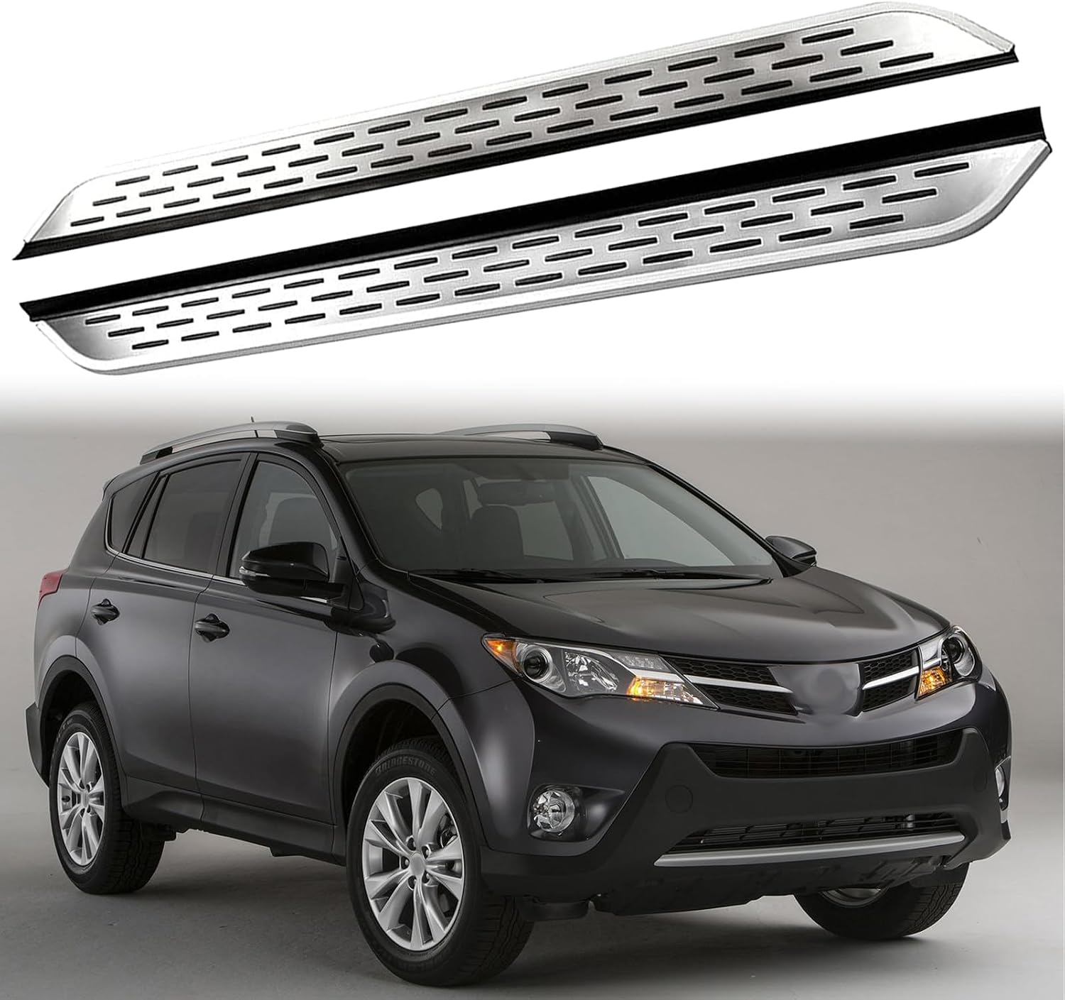 2Pcs Side Steps Pedal Nerf Bars Fits for Toyota RAV4 RAV 4 RAV-4 2013-2018 Silver Running Boards