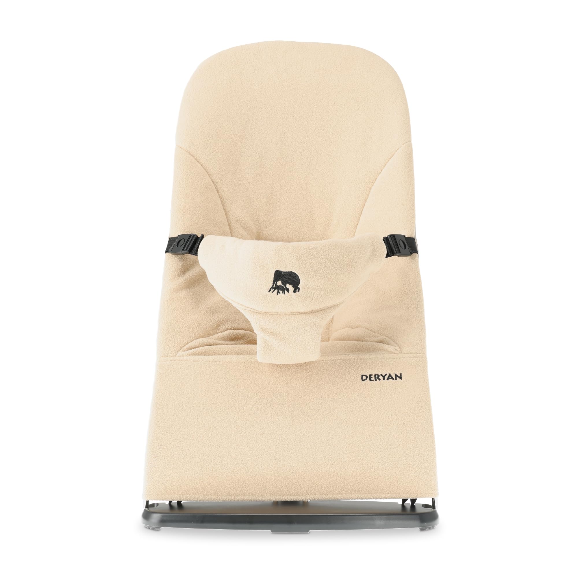 Deryan Teddy Bouncer krzesło kołyskowe 3 w 1 – huśtawka dla niemowląt z wkładką dla noworodków, składana i lekka, ergonomiczny kołyskak dla noworodków od urodzenia do małych dzieci - kremowy