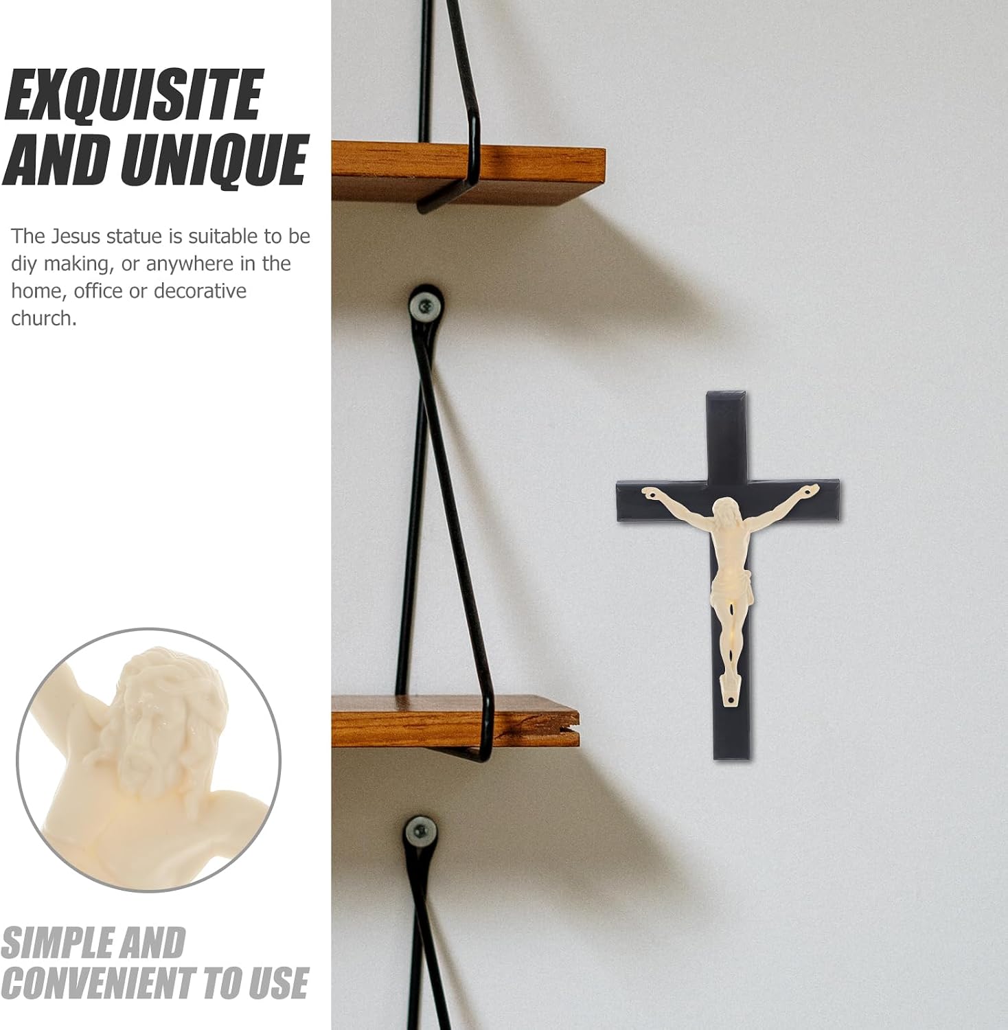 Yardwe 3.9 Inch Plastic Jesus Corpus for Crucifix DIY Crafting Realistic Christ Statue Religious Figurines Accessory for Wall Cross Making Catholic Home Altar Decor - 1 Pc