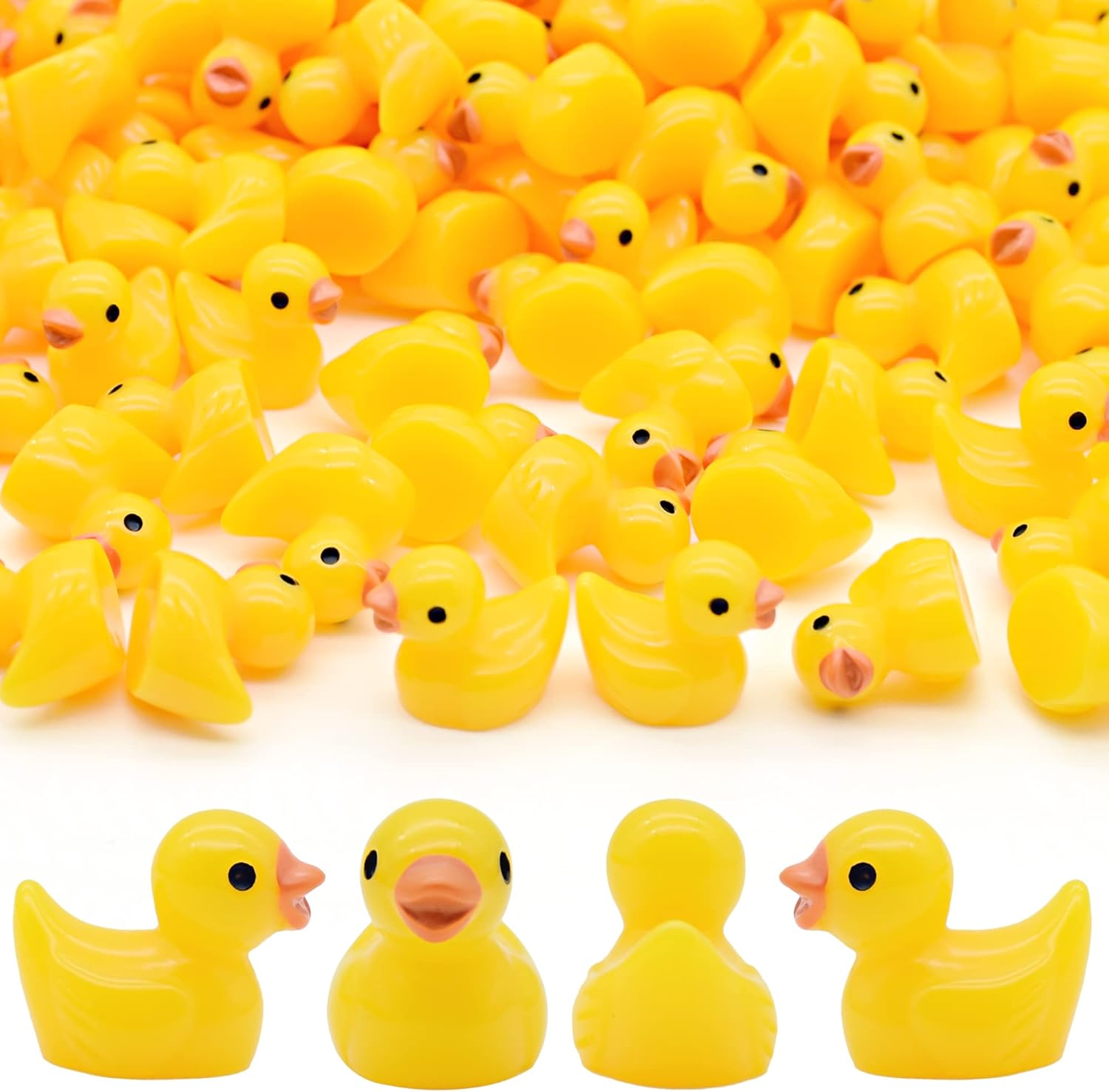 70 Pcs Tiny Ducks Mini Resin Ducks Miniature Ornaments for Slime, Dollhouse, Garden Decoration(Yellow)