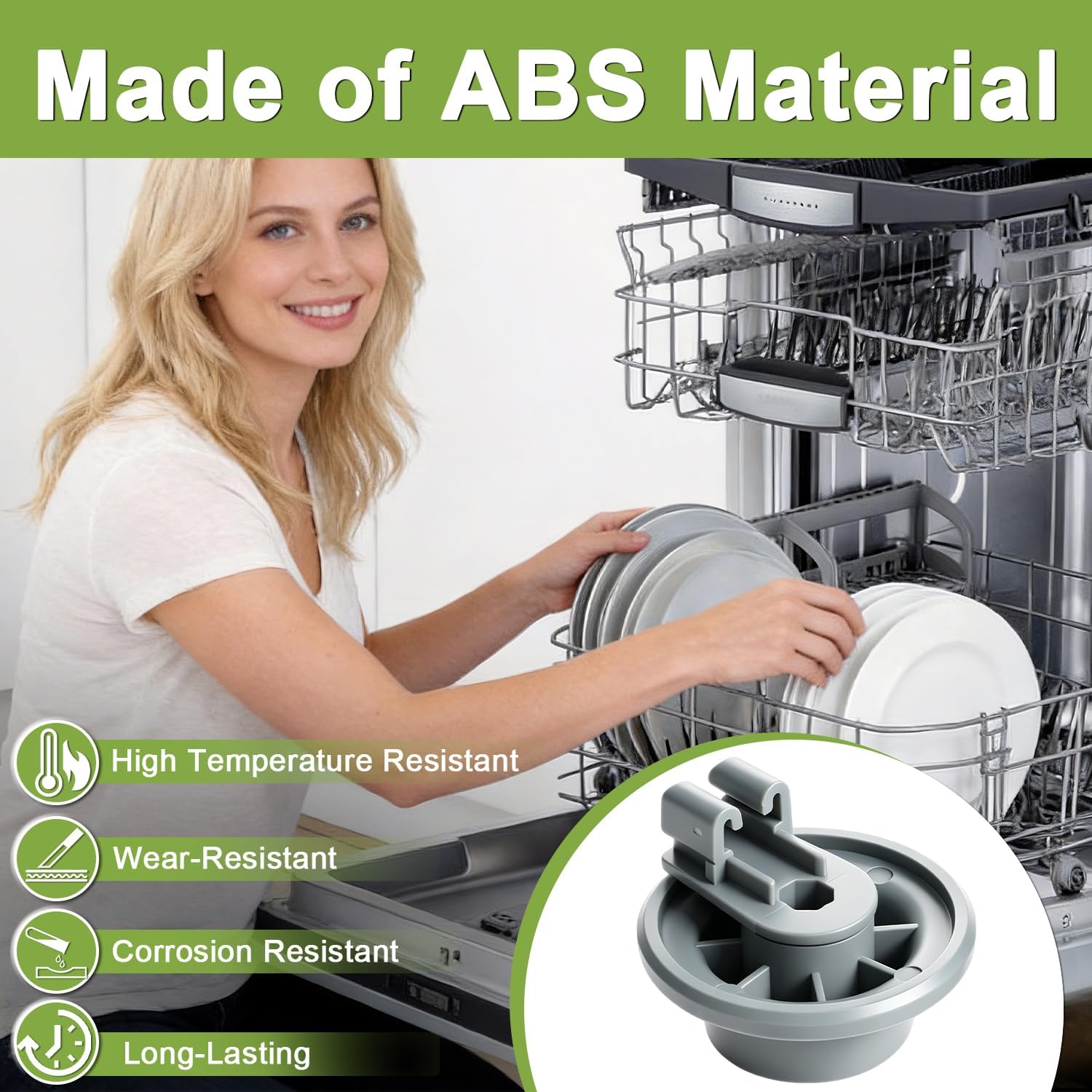 4PCS Dishwasher Extended Lower Rack Wheel Kit Compatible with Bosch Dishwasher SHP865ZD5N SHP878ZD5N SHPM65W55N Replace#: 10016657