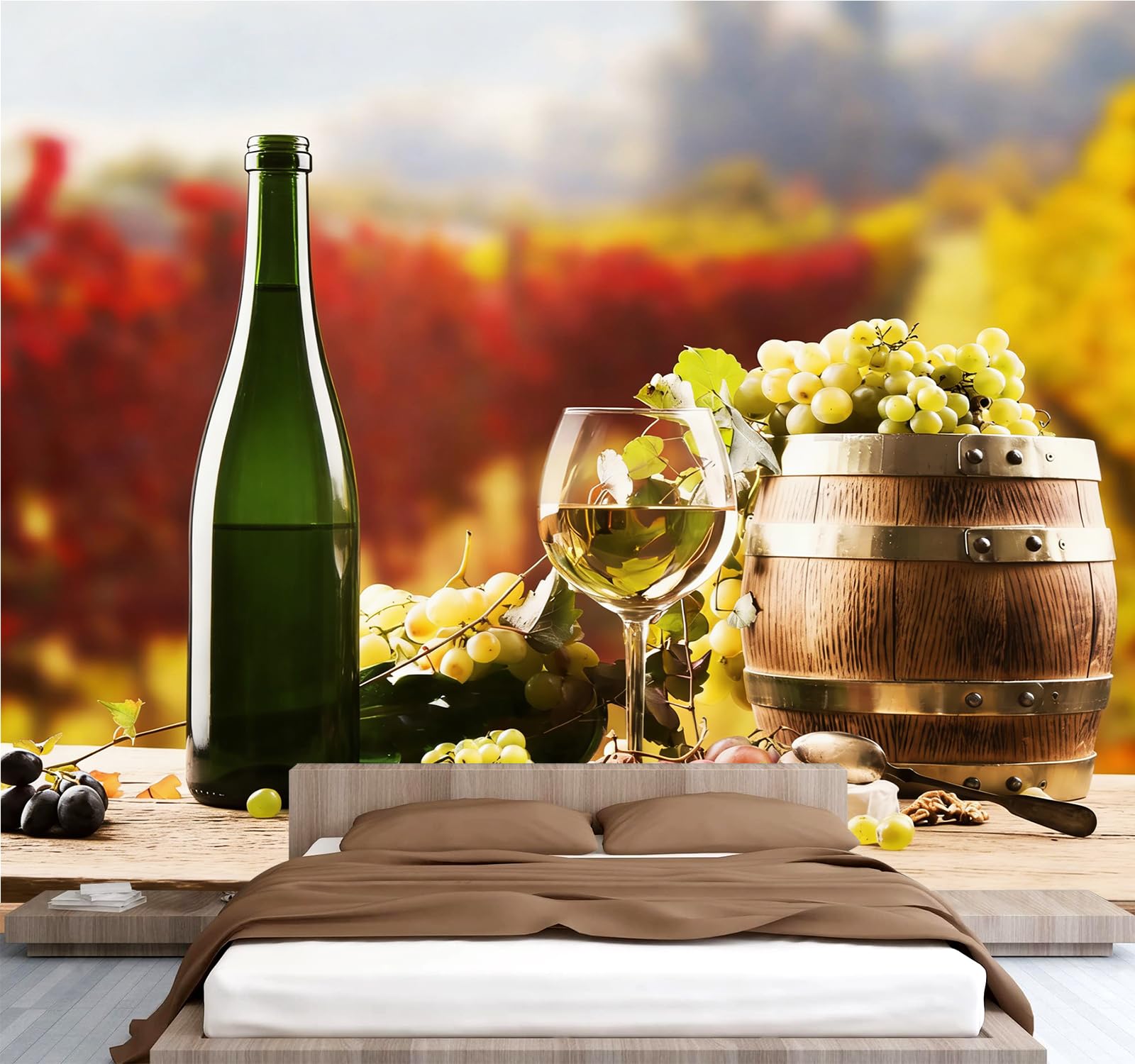 Carta da parati effetto 3D Vino 366x 254 cm Murale Non Tessuto Stile Pastorale Fotomurale Stampa HD Moderna Poster Per Soggiorno E Camera Da Letto Design 1M3988