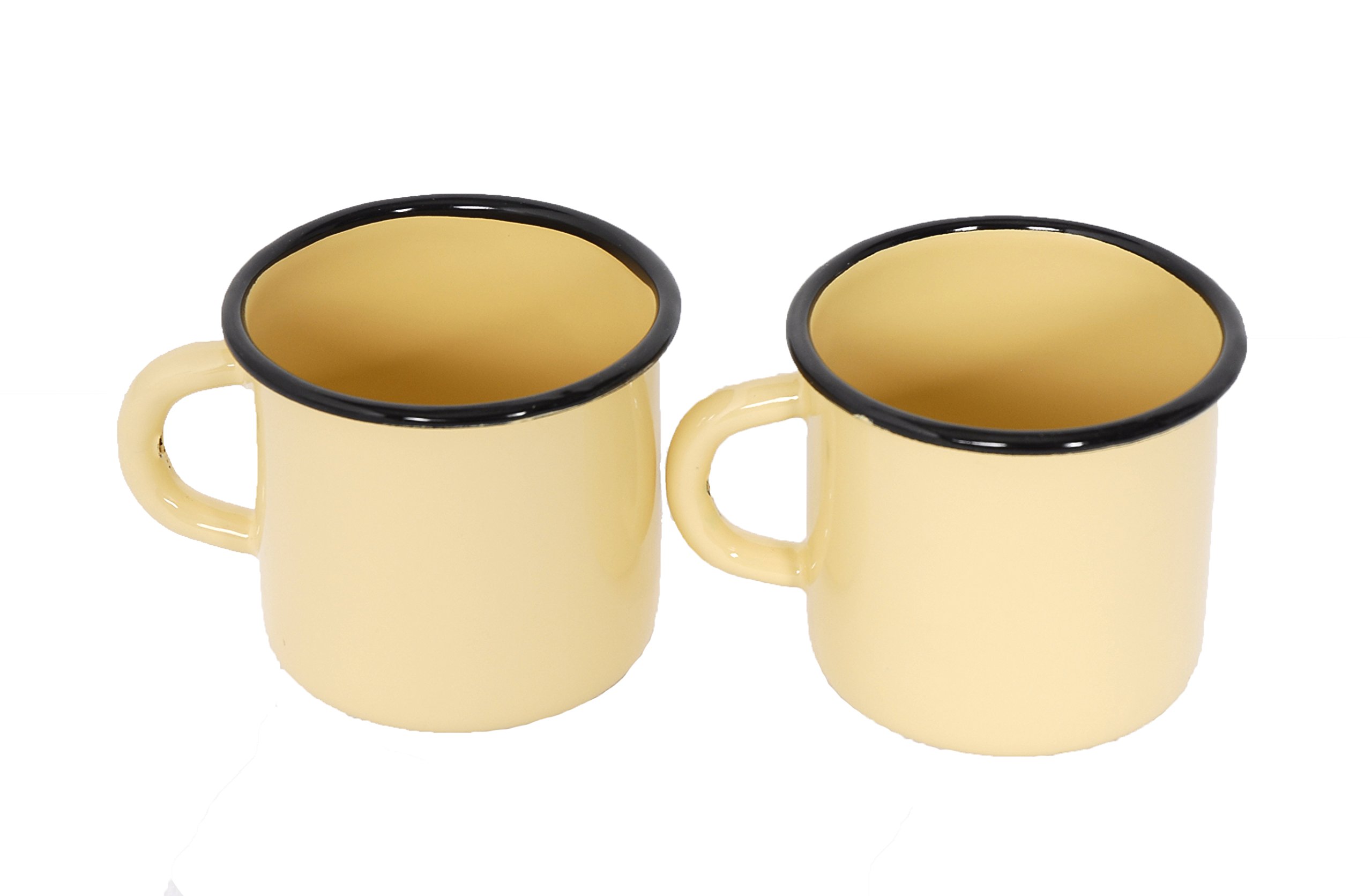 Set di 4 tazze in metallo smaltato - 400 ml - Gialle