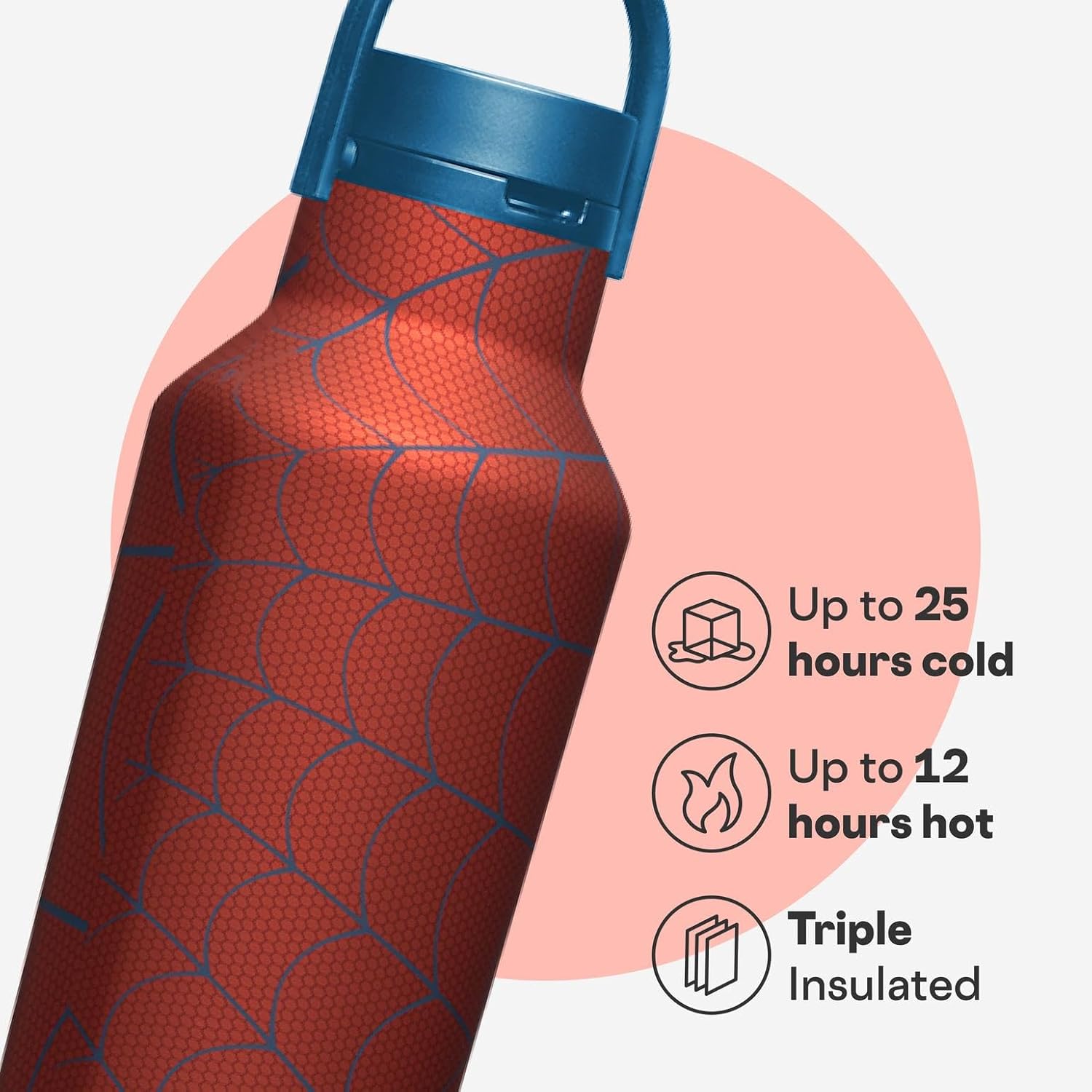 Corkcicle Sport Canteen - Beverages Cold 25 Hours - Triple Insulated Stainless Steel - Screw-On Lid - Reusable Bottle - Summer Drinkware Gift - Keeps Drinks Ice Cold - 20 oz - Spider-Man - Image 3