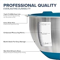 Vista 3 de Viking Juego de cuencos para mezclar, 10 piezas de acero inoxidable para cocina, base de silicona antideslizante, incluye tapas de ajuste apretado