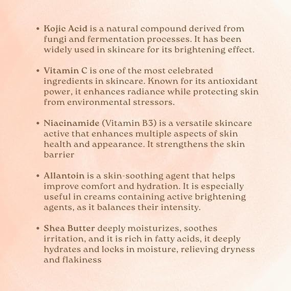 Kojic Acid Face Cream with Vitamin C, Allantoin & Niacinamide for Dark Spots, Hyperpigmentation & Uneven Skin Tone, Lightweight Formula, 50g