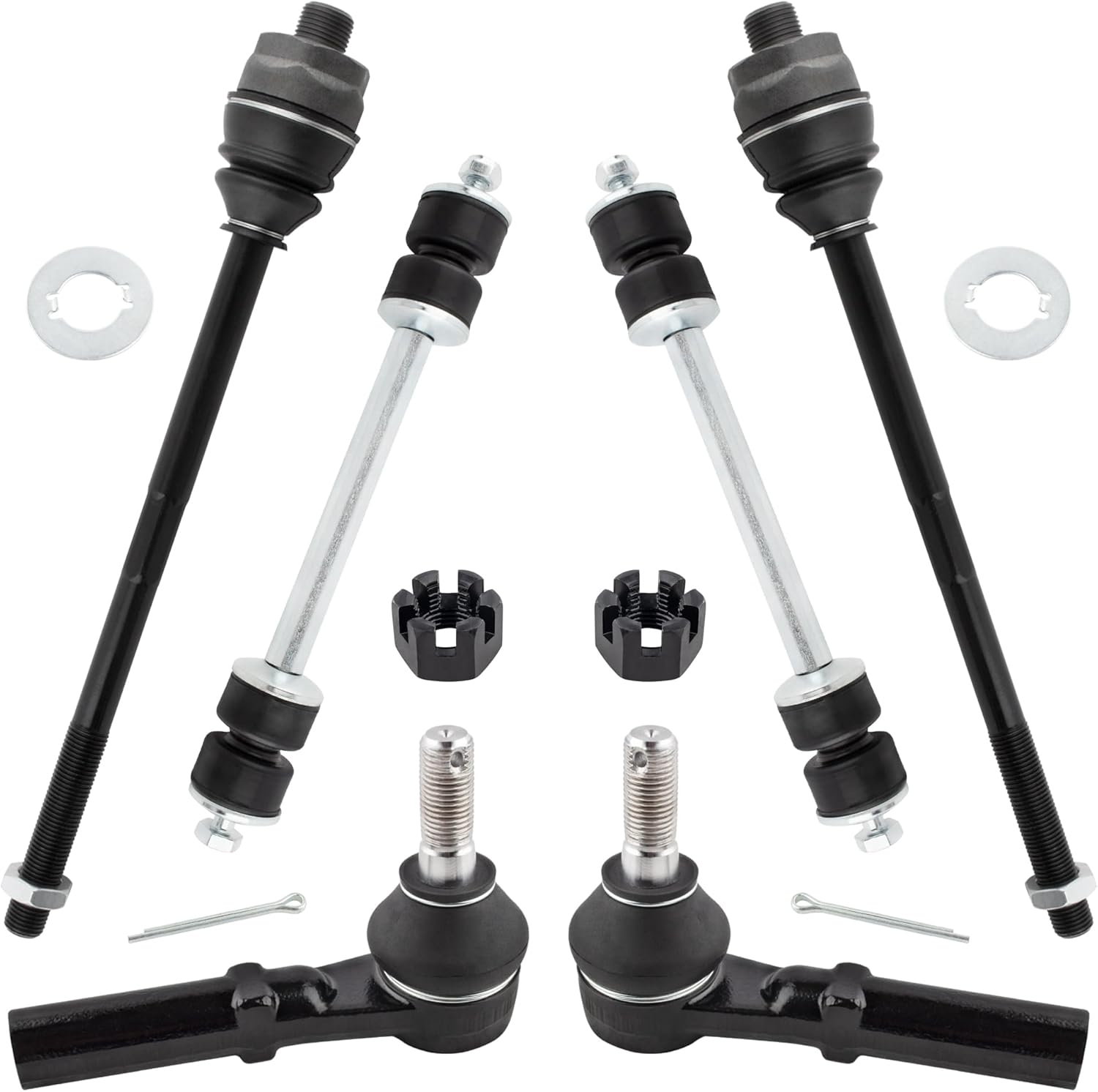 6pcs Tie Rod Ends and Sway Bar Link Kit, ES3609 ES3488 K80631 Outer Inner Tie Rods Front Stabilizer Bar End Links for Chevy Avalanche 2500/ Silverado 2500/ Silverado 3500, for GMC Sierra 2500