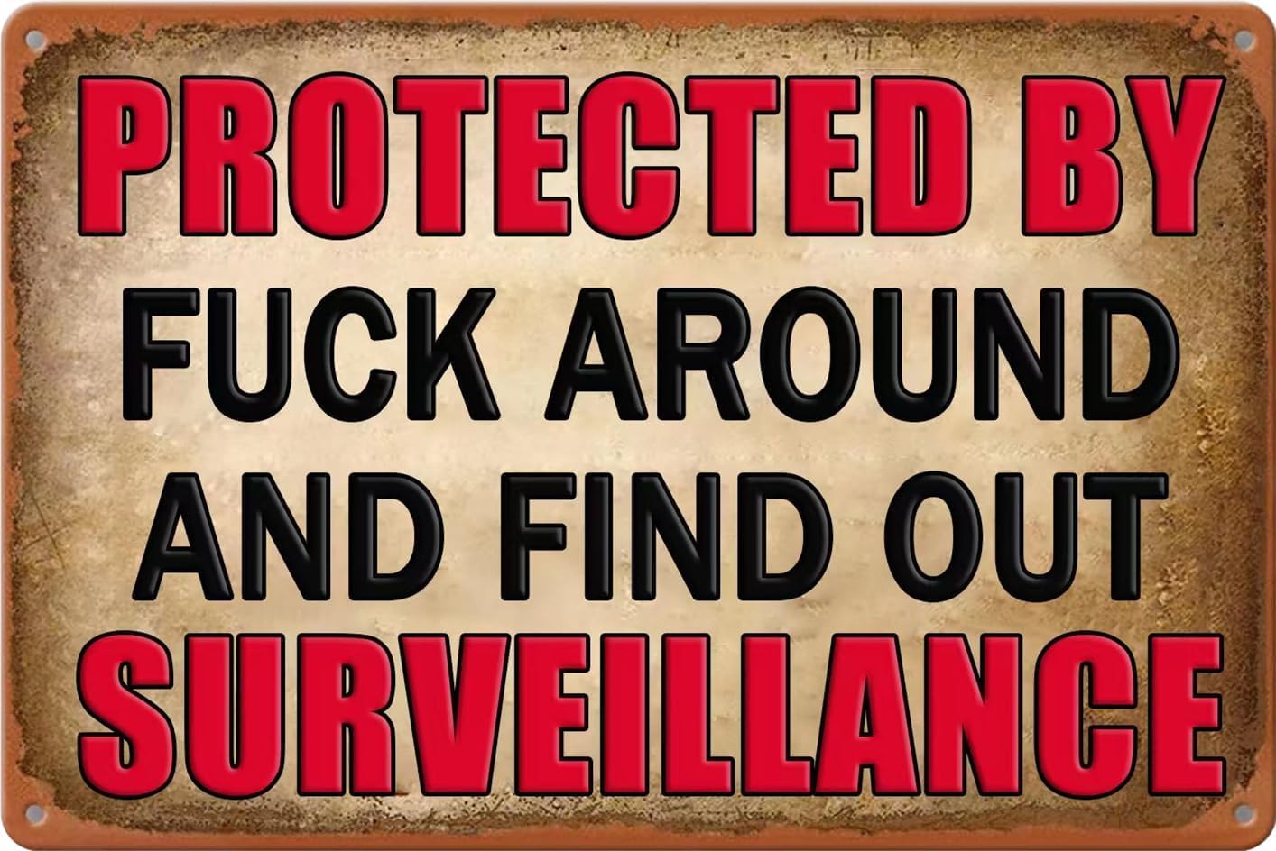 Anceky Funny Tin Sign Man Cave Decor Protected ByAround And FindSurveillance Tin Signs Funny Surveillance Sign Man Cave Accessories 8x12 inch