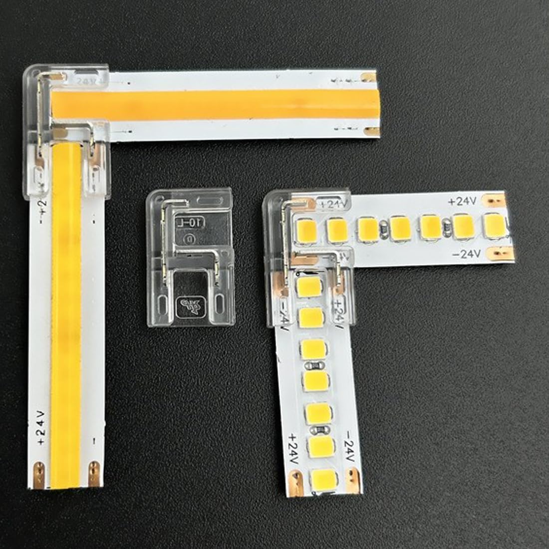 20Pcs L Shape 2 Pin 5mm COB LED Light Strip Connectors, Gapless Solderless Clear Connector Strip to Strip LED Corner Connectors for SMD COB 3528-2835 LED High Density Strip Lights (10mm)