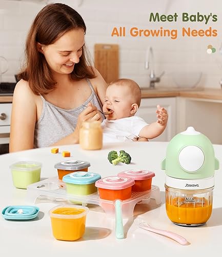 Miniatura 6 de Zooawa Fabricante de alimentos para bebés, procesador de alimentos para bebés 13 en 1 para alimentos para bebés, puré de bebé, frutas, vegetales,