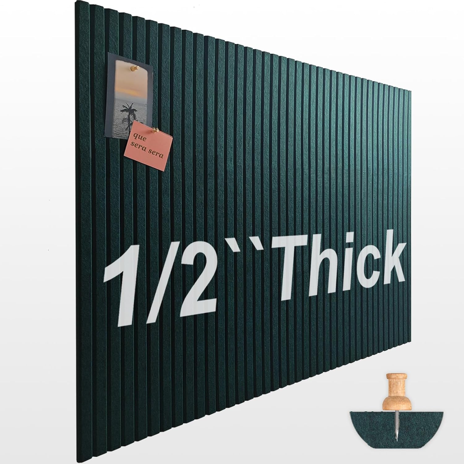 Large Cork Board for Office Decor, 48"x 36" - 1/2” Thick Felt Bulletin Board, 12 Pack Felt Board with Safe Removable Adhesive Tabs, Pin Board Cork Boards for Walls - Forest Green