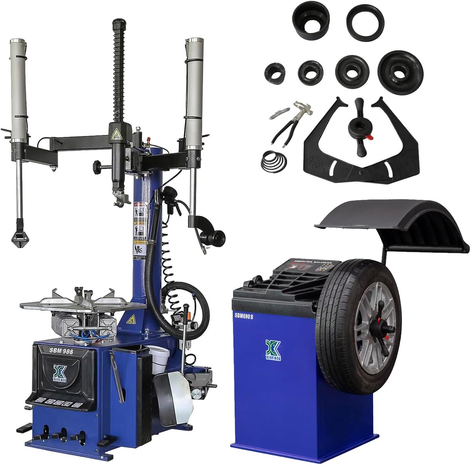 XK New Model 988 Tire Changer Tire Machine Wheel Changers Combo 690S Balancer Rim Clamp with 36 Month Part Replacements 110V