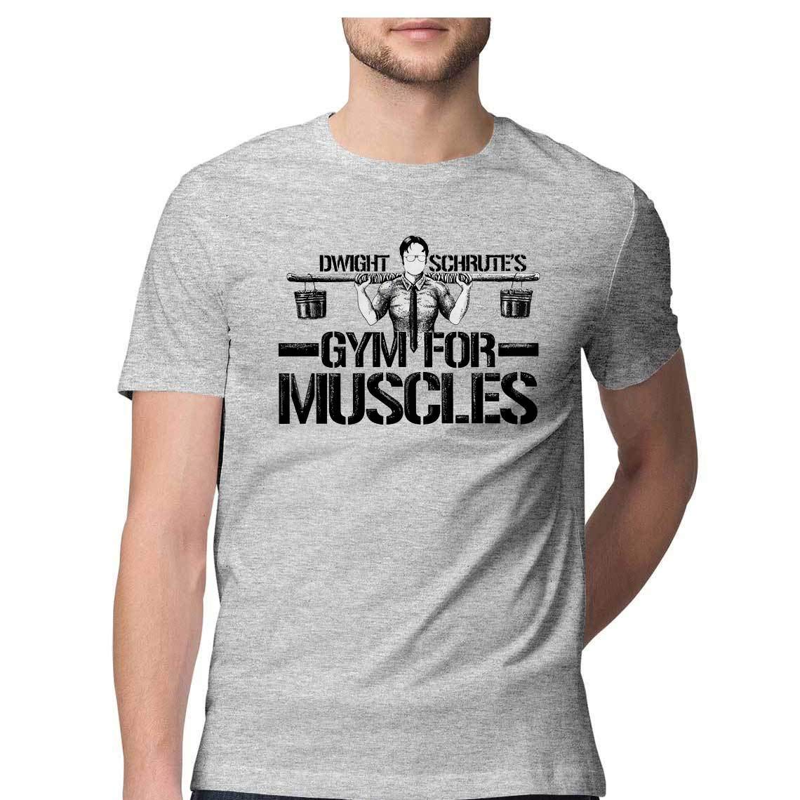 HeyBroh Dwight Schrute's Gym for Muscles Round Neck T-Shirt for Men 100% Cotton