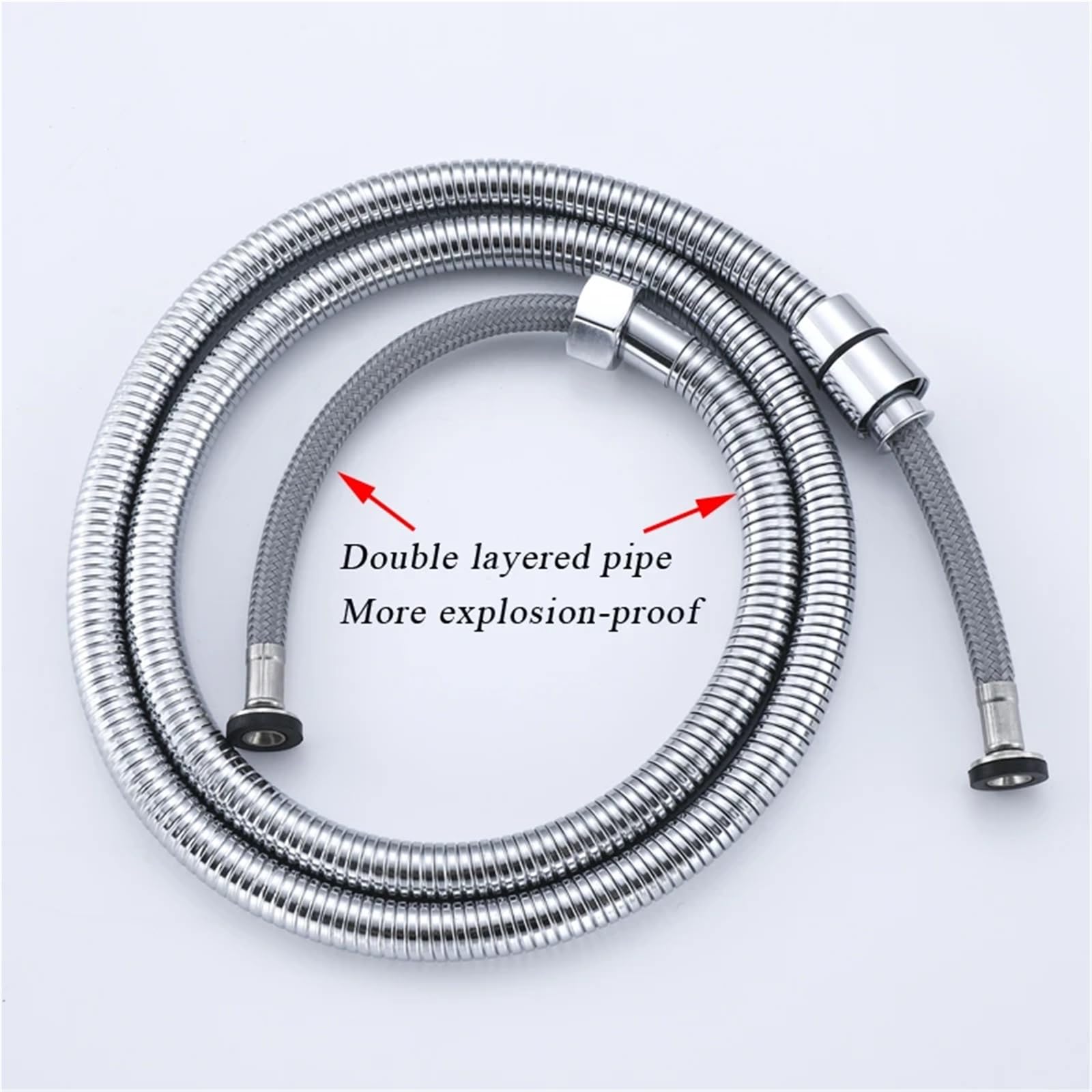 Manguera de ducha de acero inoxidable flexible de 1,5 m, diseño trenzado antitorsión para un flujo de agua óptimo y protección contra fugas